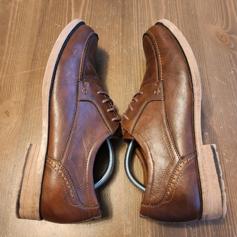 Men's St Johns Bay Brown Leather Balsam Oxford Shoe W/ Memory Foam Insole Sz 11M